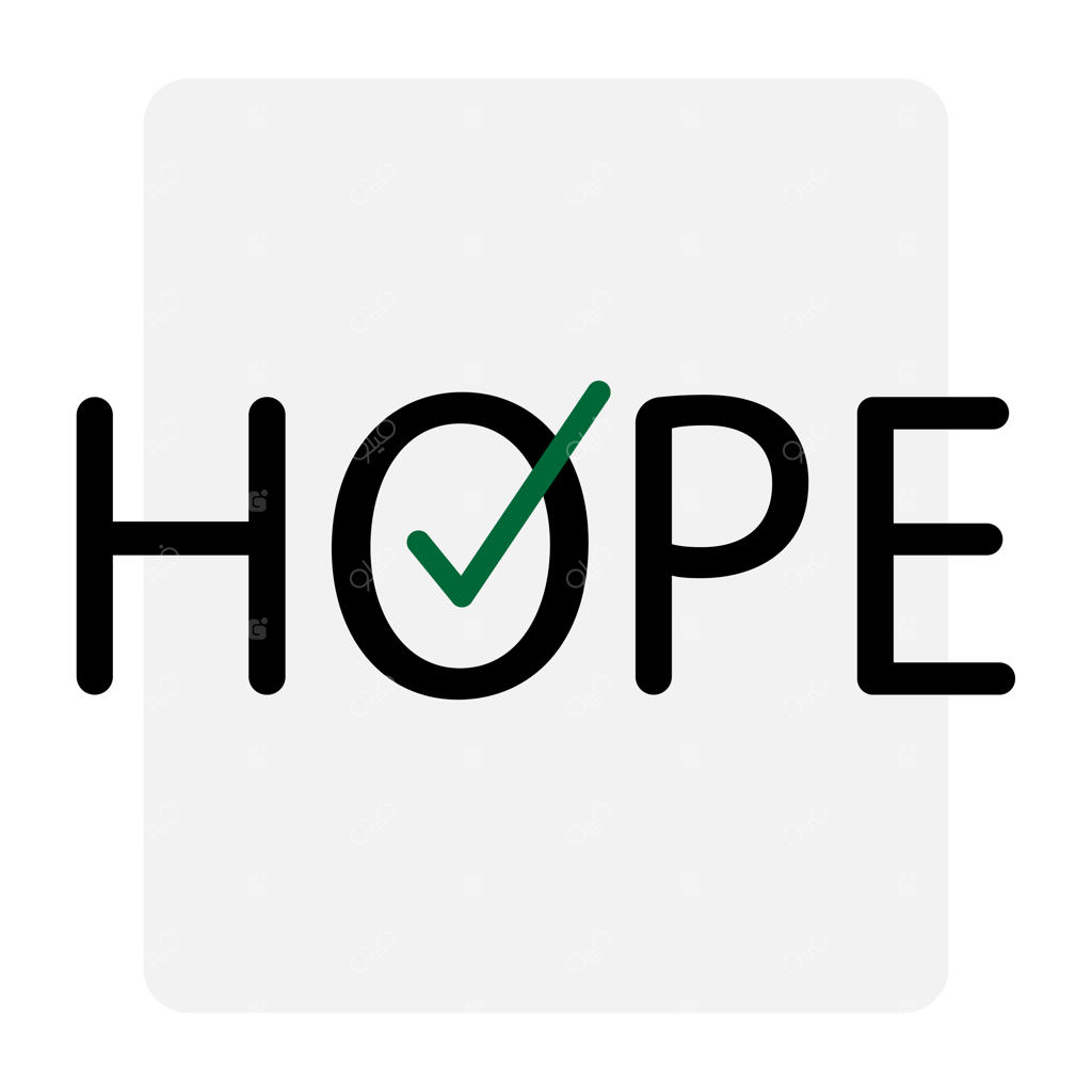 نوشته امید همراه با تیک سبز. تصویرسازی وکتور. EPS 10.