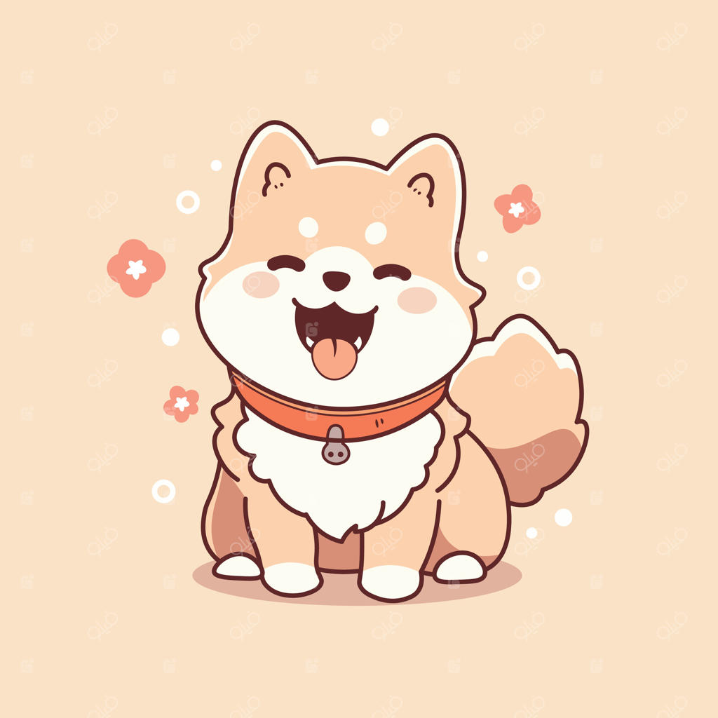 تصویرسازی وکتور سگ کارتونی و بامزه نژاد شیبا اینو