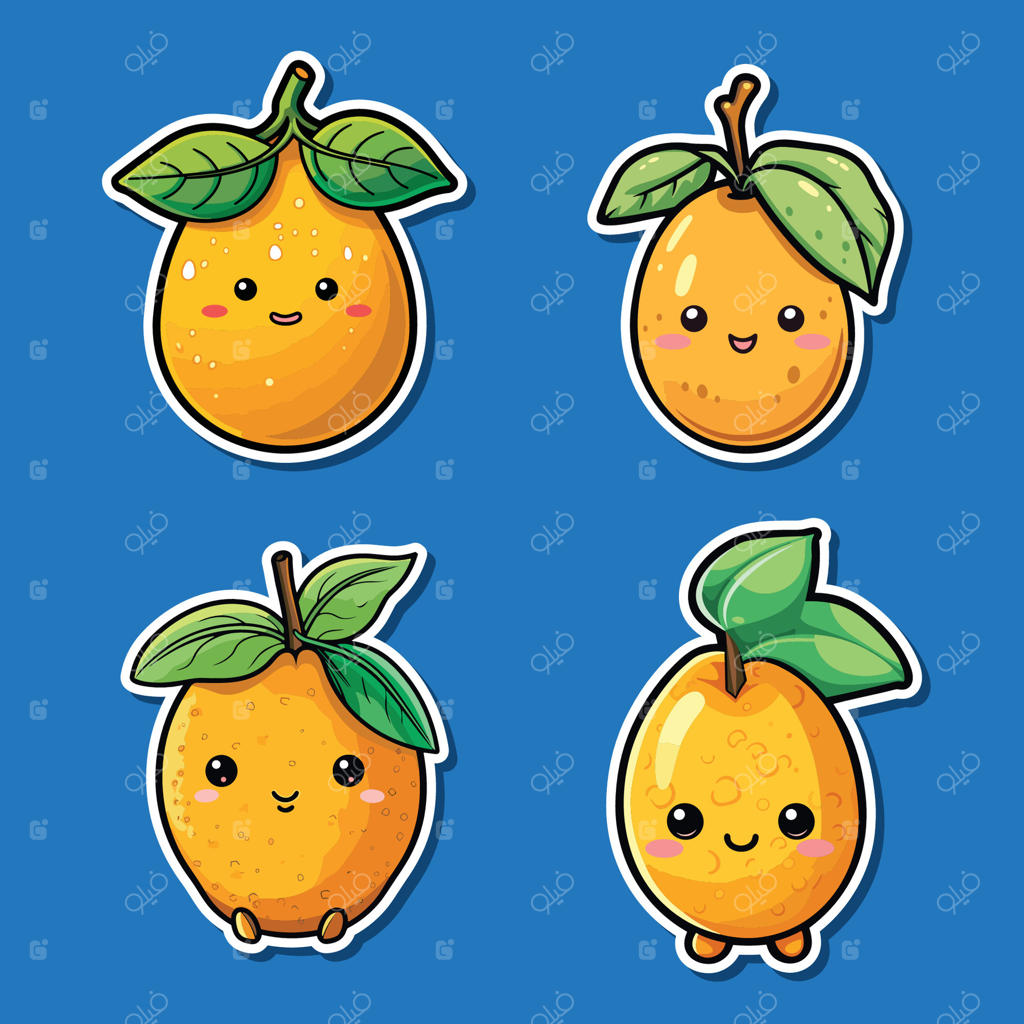 ایلاستریشن استیکر انبه با رنگ‌های جذاب و کیوت