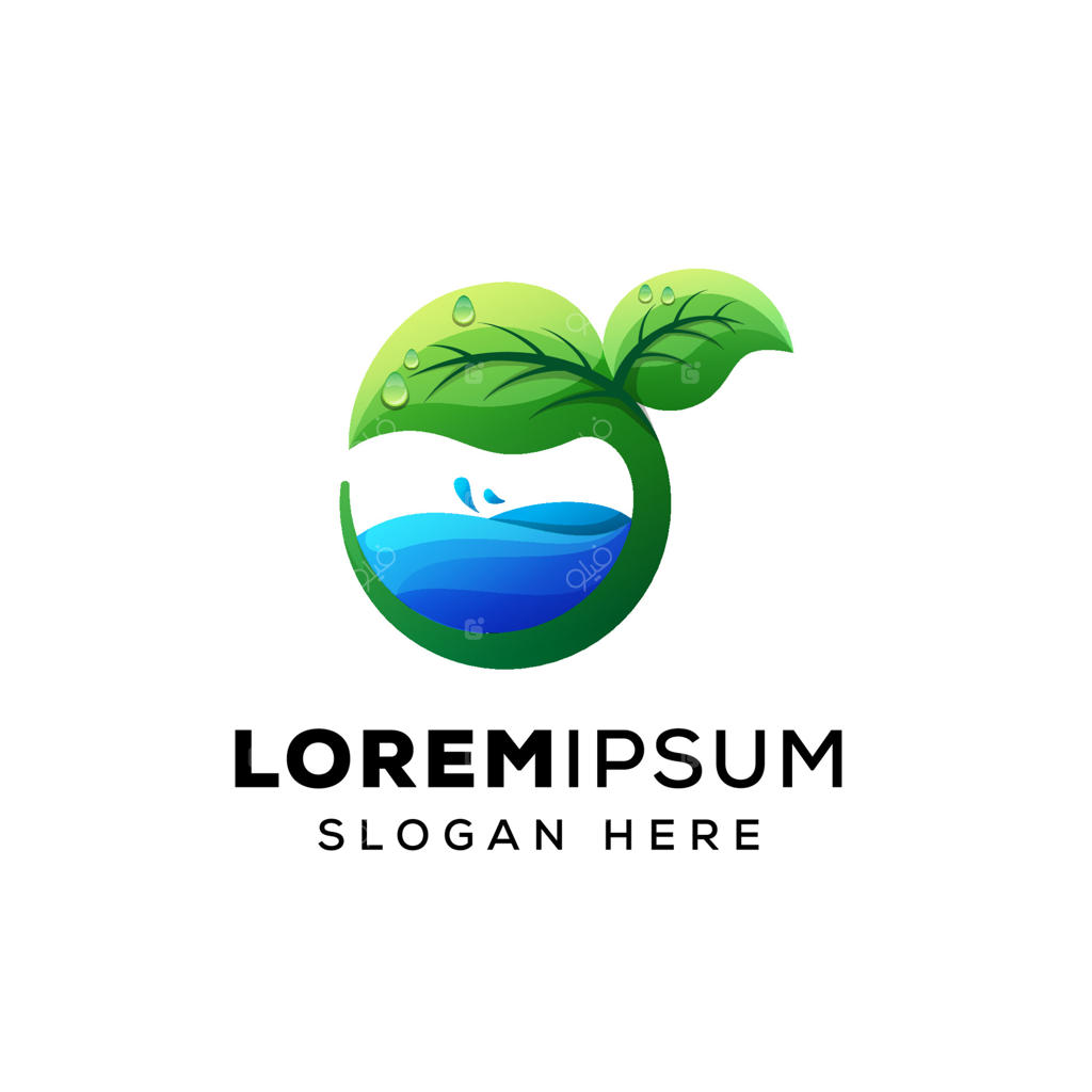 قالب وکتور لوگوی برگ و قطره آب