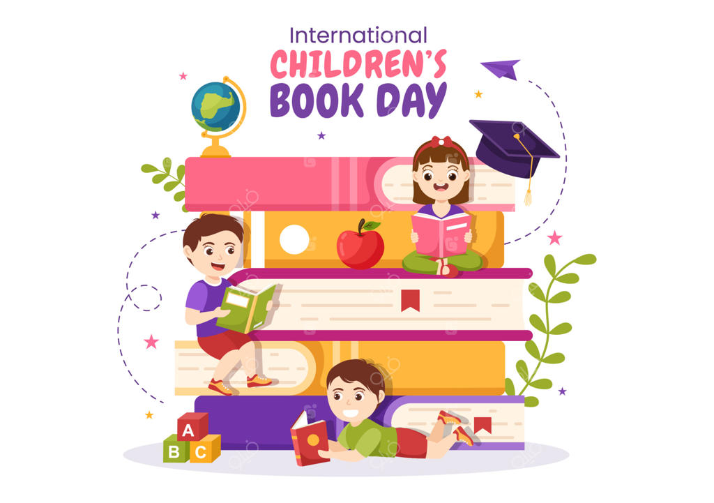 روز جهانی کتاب کودک در ۲ آوریل - تصویرسازی با بچه‌ها در حال خواندن یا نوشتن کتاب به سبک کارتونی برای قالب‌های صفحات فرود