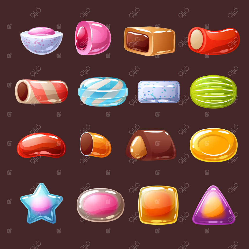 تصویر نمادین آبنبات‌های رنگارنگ و شیرینی‌ها.