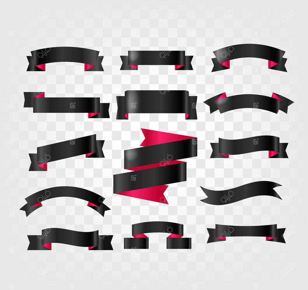 کلیپ آرت روبان‌های مشکی با پس‌زمینه شفاف