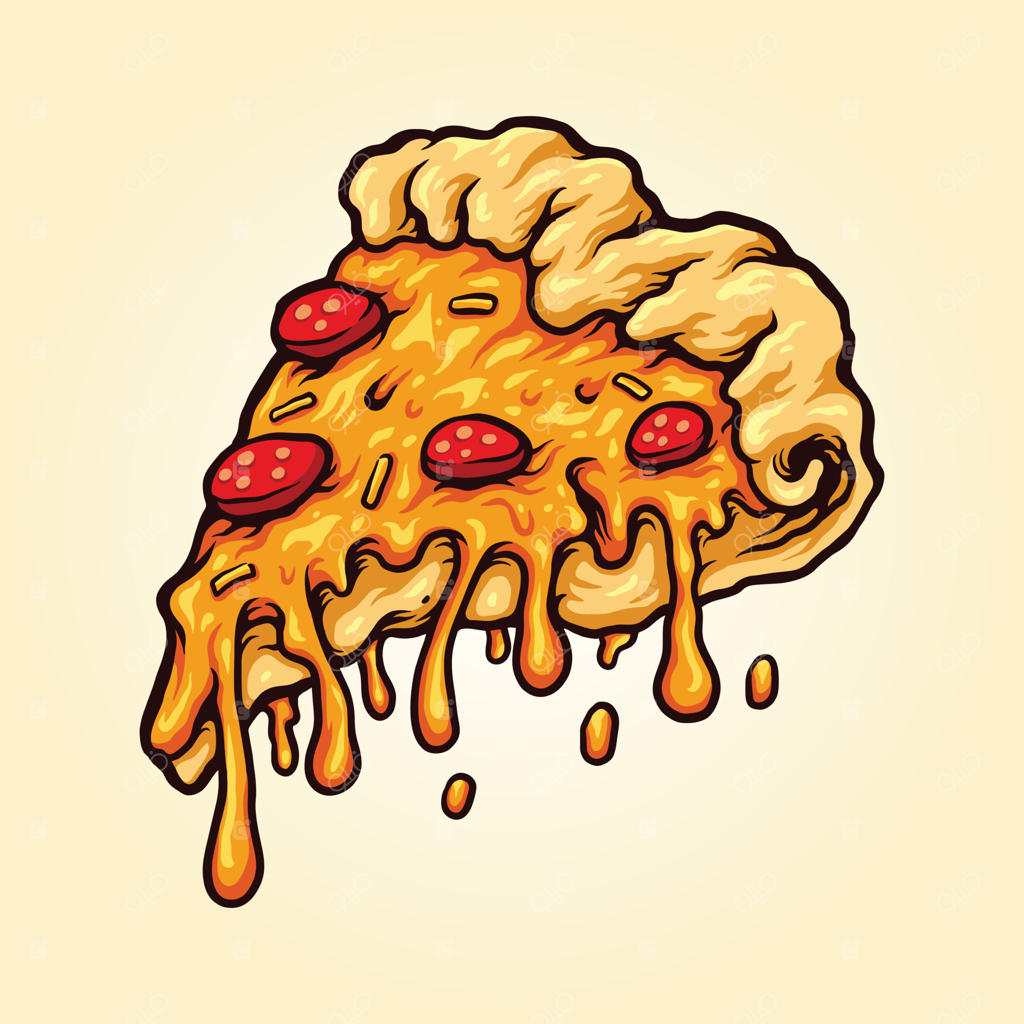 برش پیتزای معلق با پنیرِ آب‌شده
