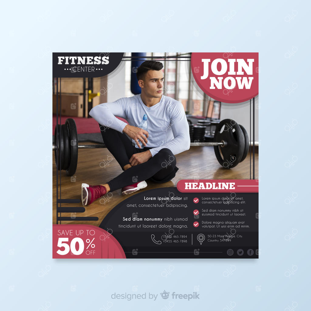 پوستر ورزشی با قالب و عکس