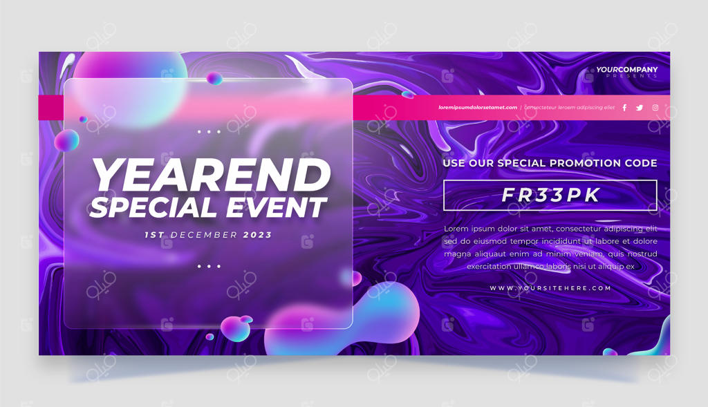 بنر افقی انتزاعی با گرادیان رنگی