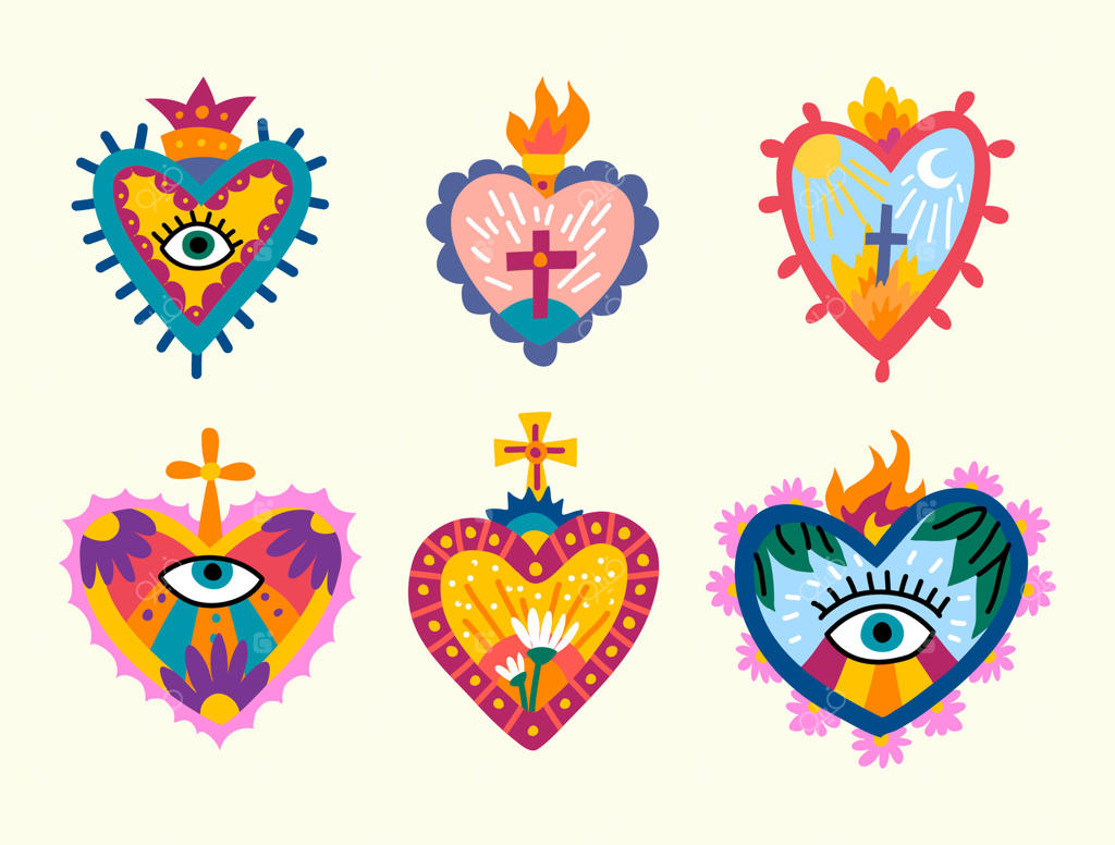 مجموعه‌ تصاویر حرفه‌ای وکتور قلب مقدس پرجنب‌وجوش