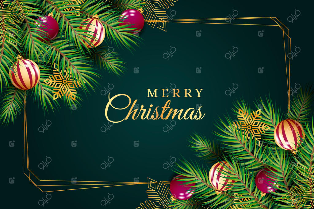 پس‌زمینه شاخه‌های طبیعی درخت کریسمس