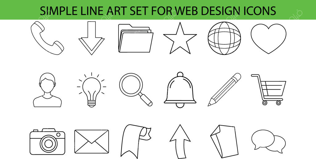 مجموعه آیکون‌های خطی ساده طراحی وب