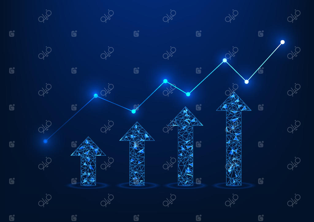 نمودار سهام با نشان دادن روند رشد قابل توجه و فلش رو به بالا، به عنوان فرصتی جذاب برای سرمایه‌گذاری. مناسب برای مقالات مالی یا تحلیل بازار.