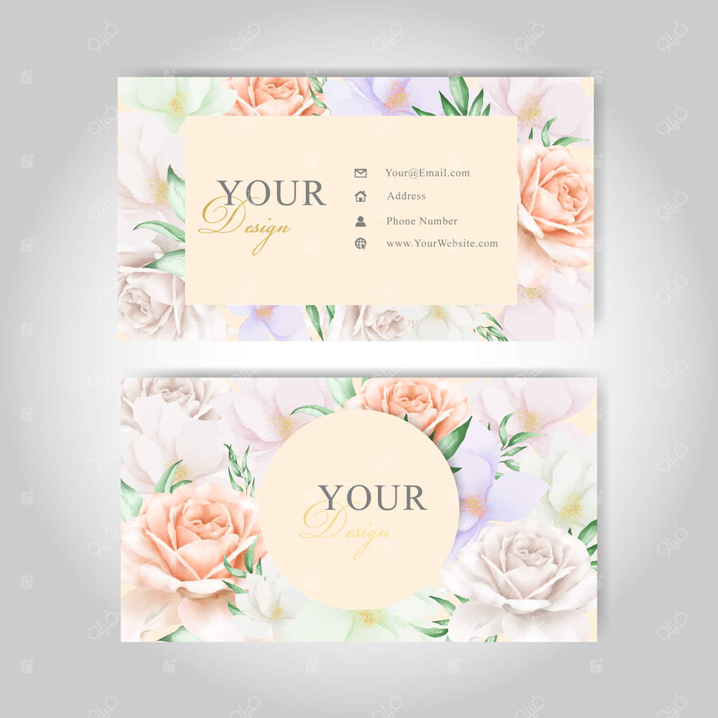 قالب کارت ویزیت زیبا با طرح گل‌ها
