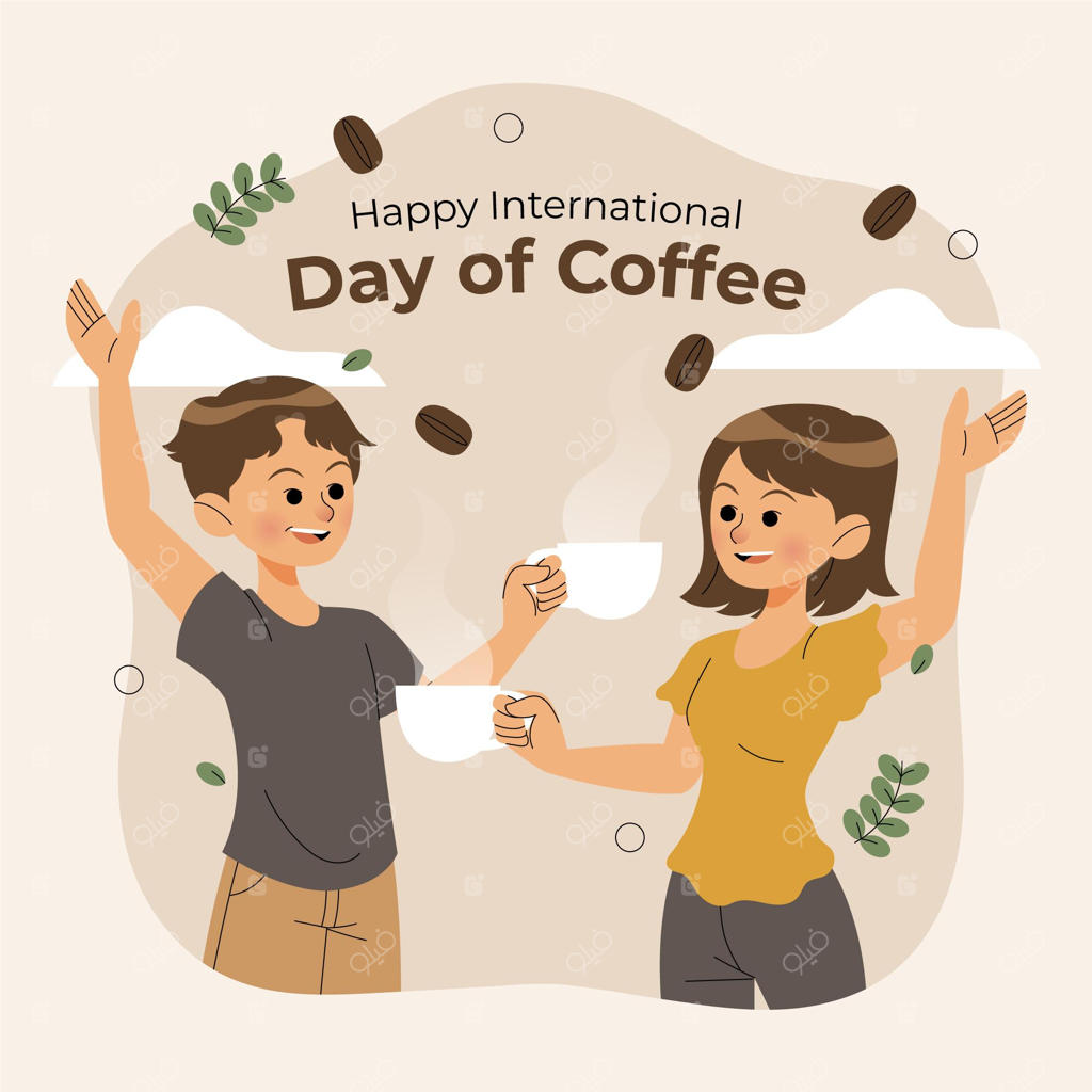 روز جهانی قهوه با طراحی دستی