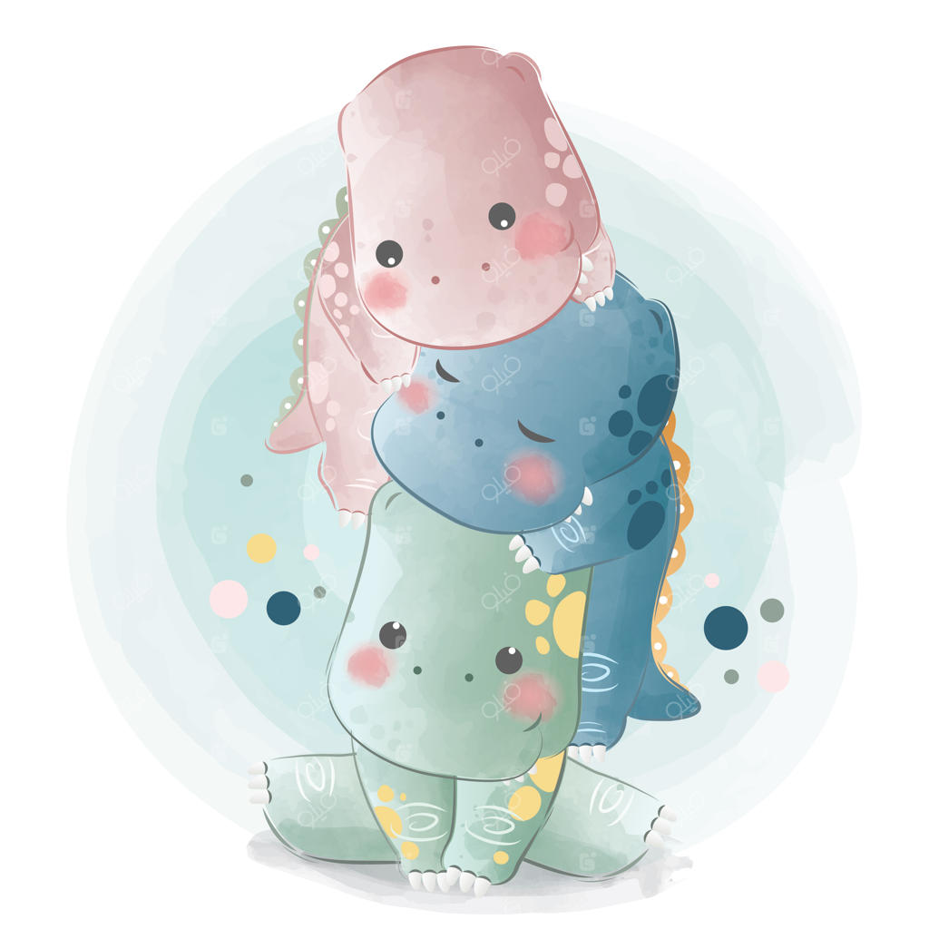 دیناصورهای بامزه کوچولو روی هم انباشته‌شده