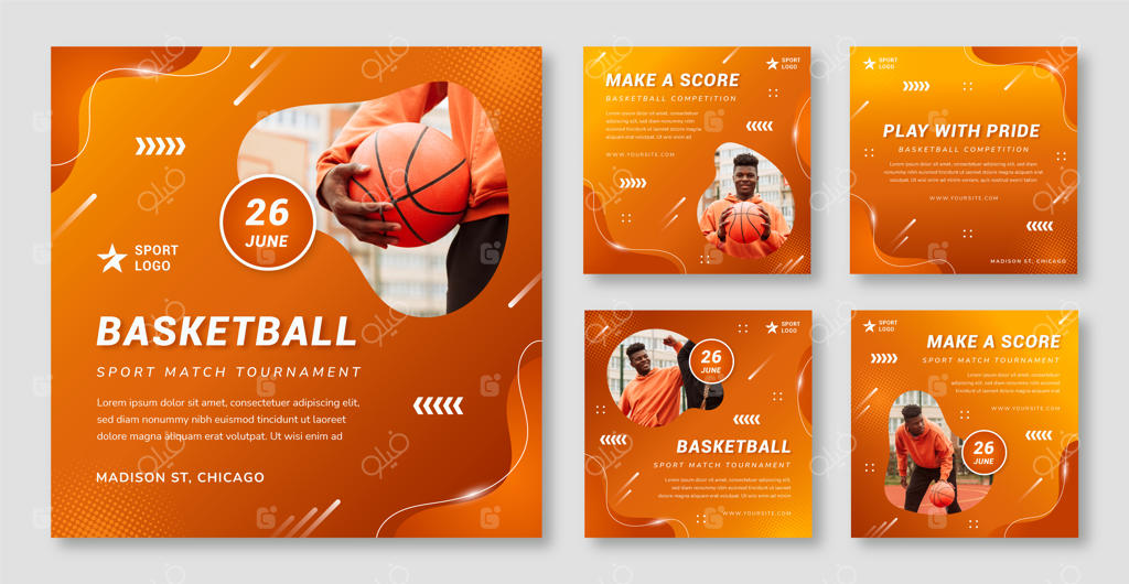 پست‌های اینستاگرام بسکتبال با طرح هافتون گرادینت