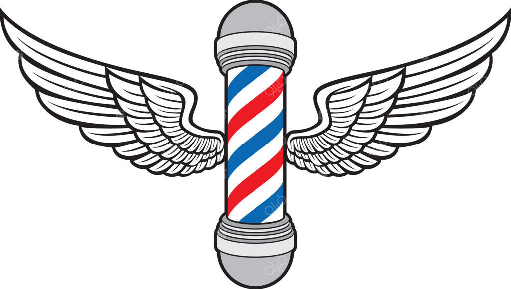 میله آرایشگری با بال‌ها. سالن آرایشگاه.