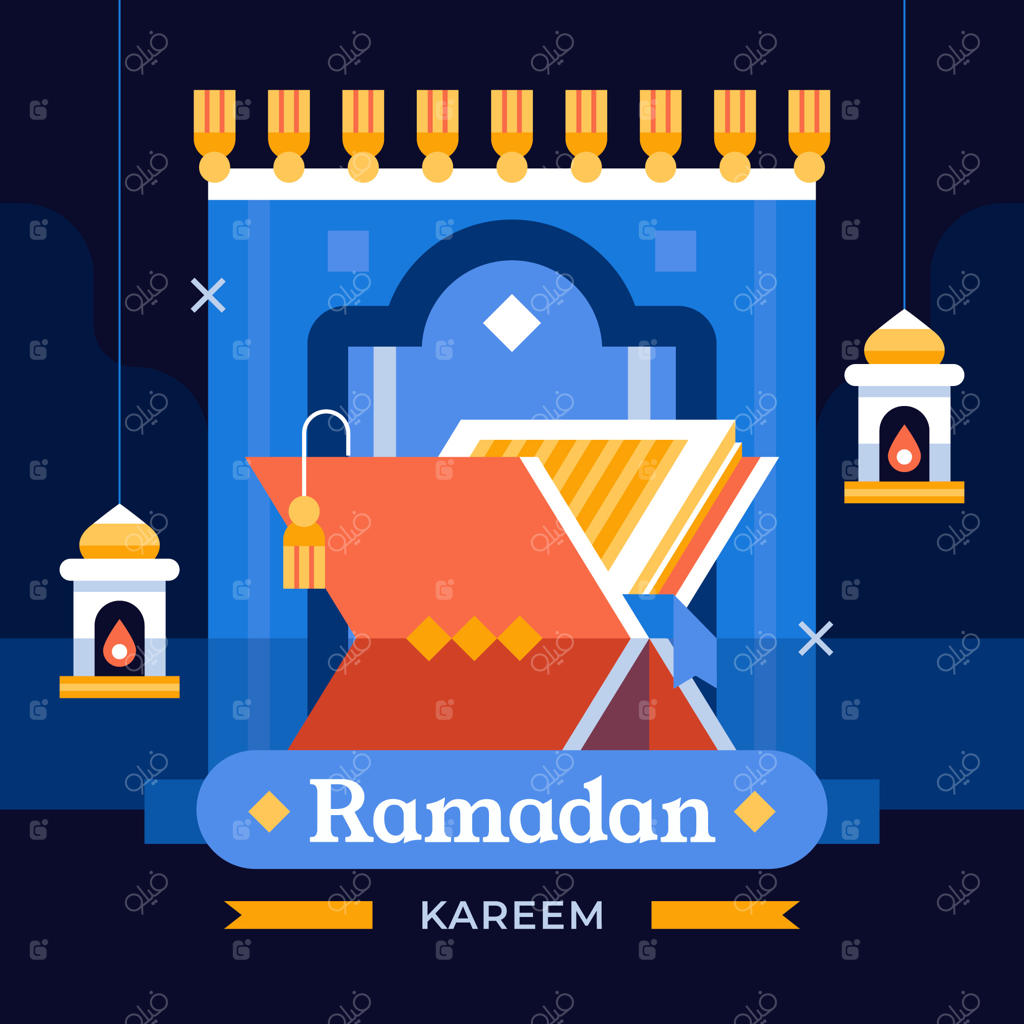 تصویرسازی تخت ماه رمضان با کتاب قرآن