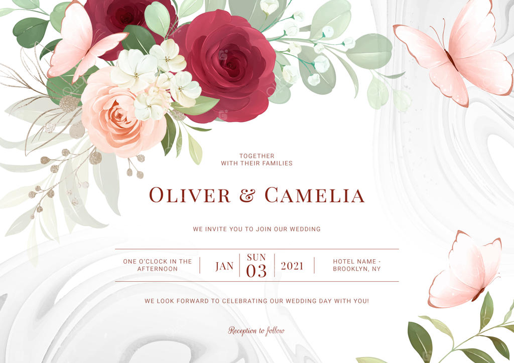 مجموعه قالب کارت دعوت عروسی با طرح سبز افقی