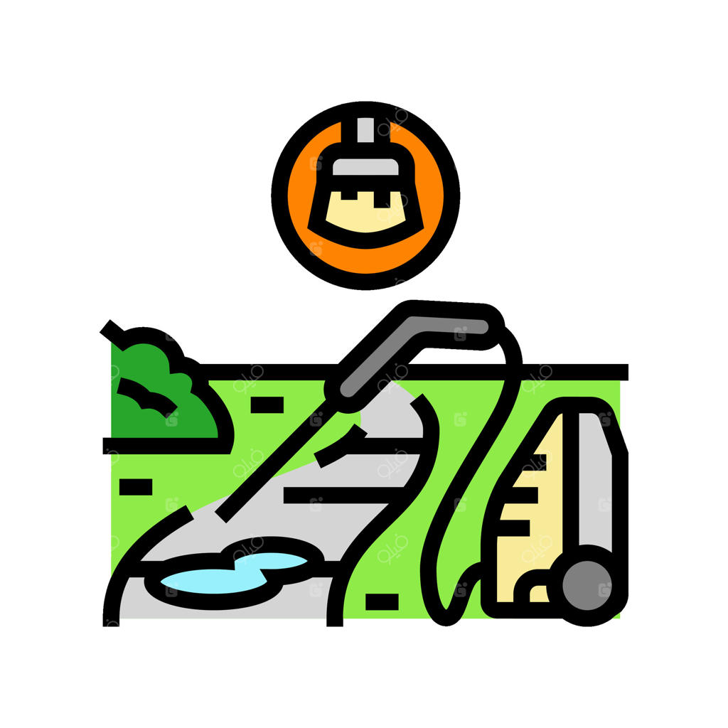 تمیزکاری مسیر و نگهداری باغ - تصویر وکتور رنگی