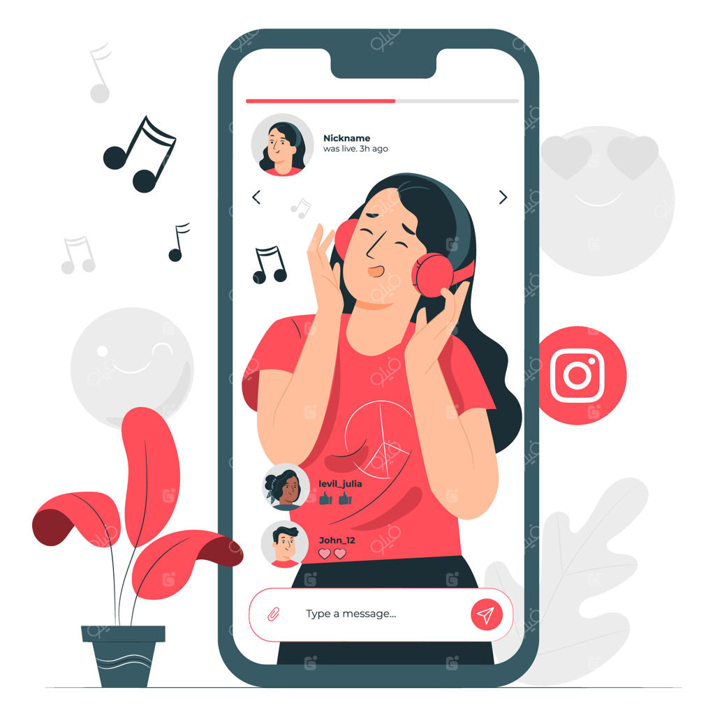 تصویرسازی مفهوم پخش ویدئو در اینستاگرام