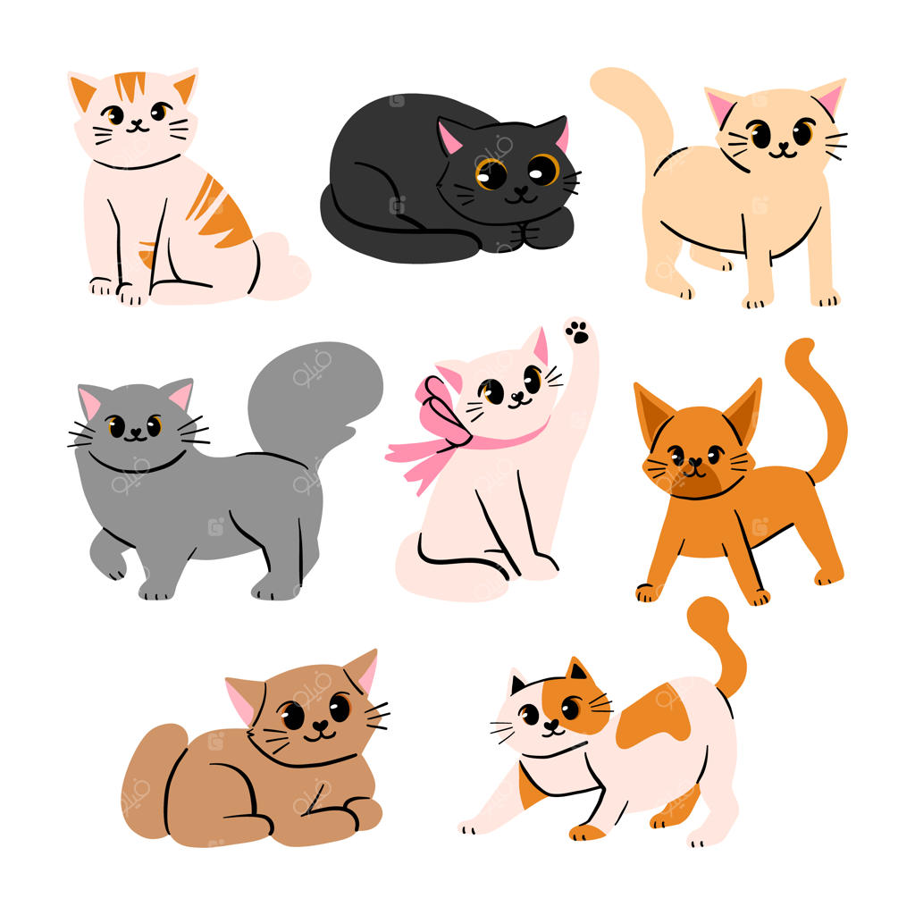 مجموعه تصویرسازی گربه‌های بامزه
