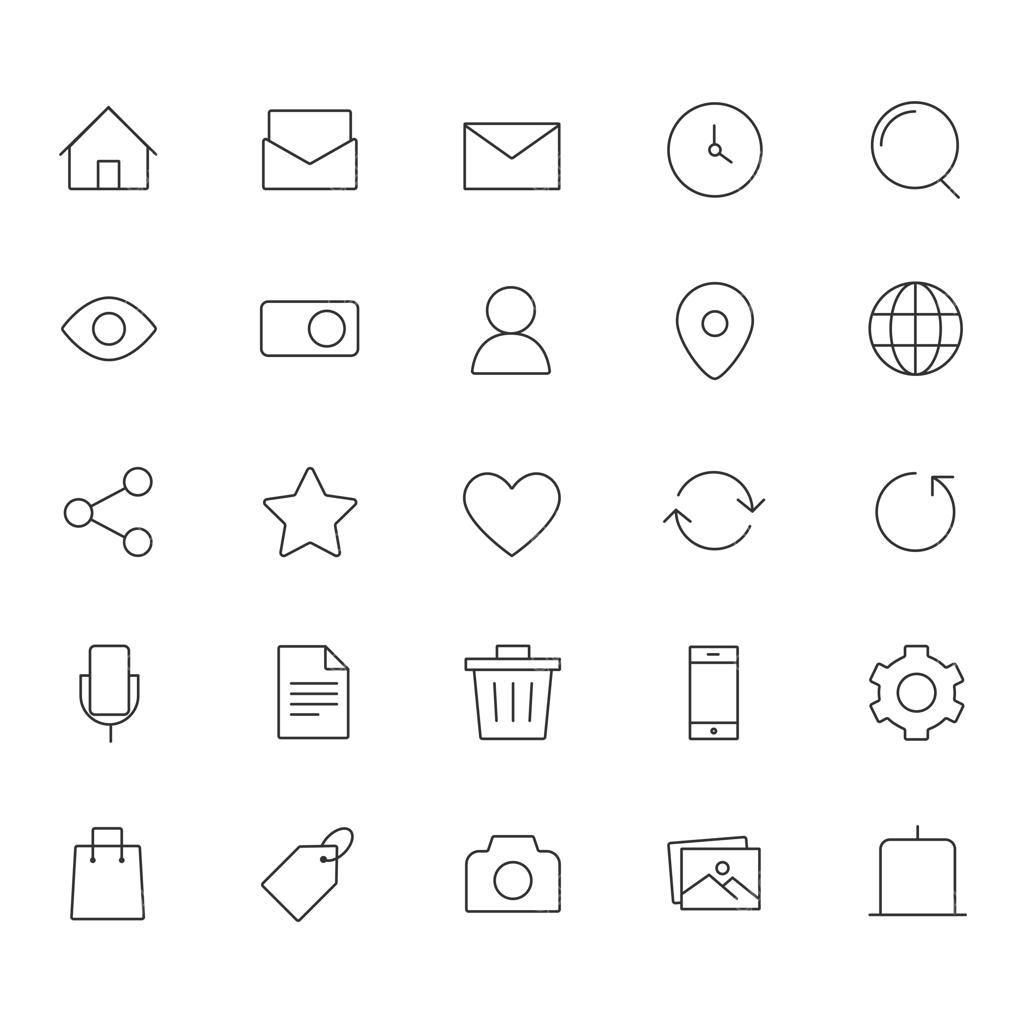 وکتور آیکون‌های خطی حرکات لمسی؛ شامل نمادهای کشیدن، ضربه زدن، زوم و چرخش