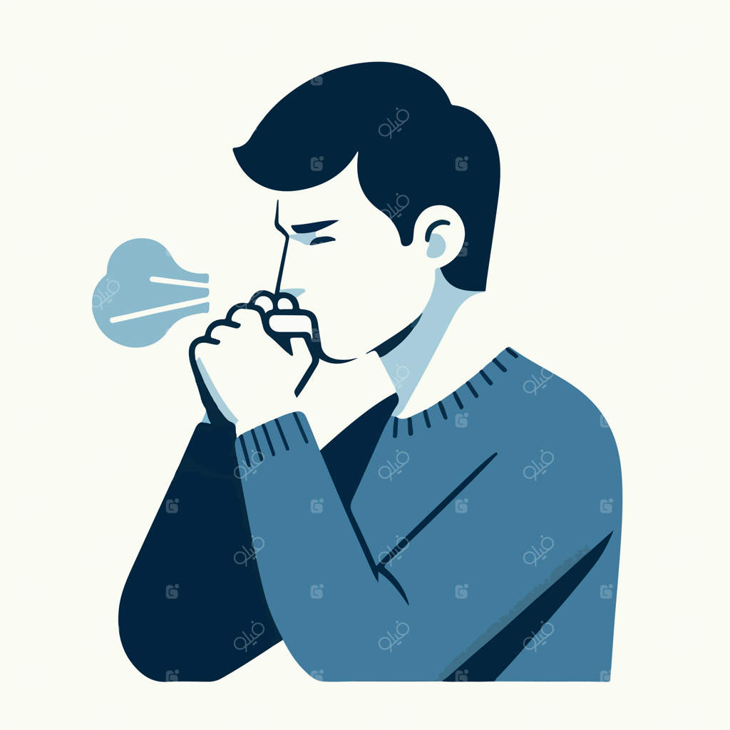 تصویر وکتوری نوجوان در حال سرفه به سبک طراحی تخت