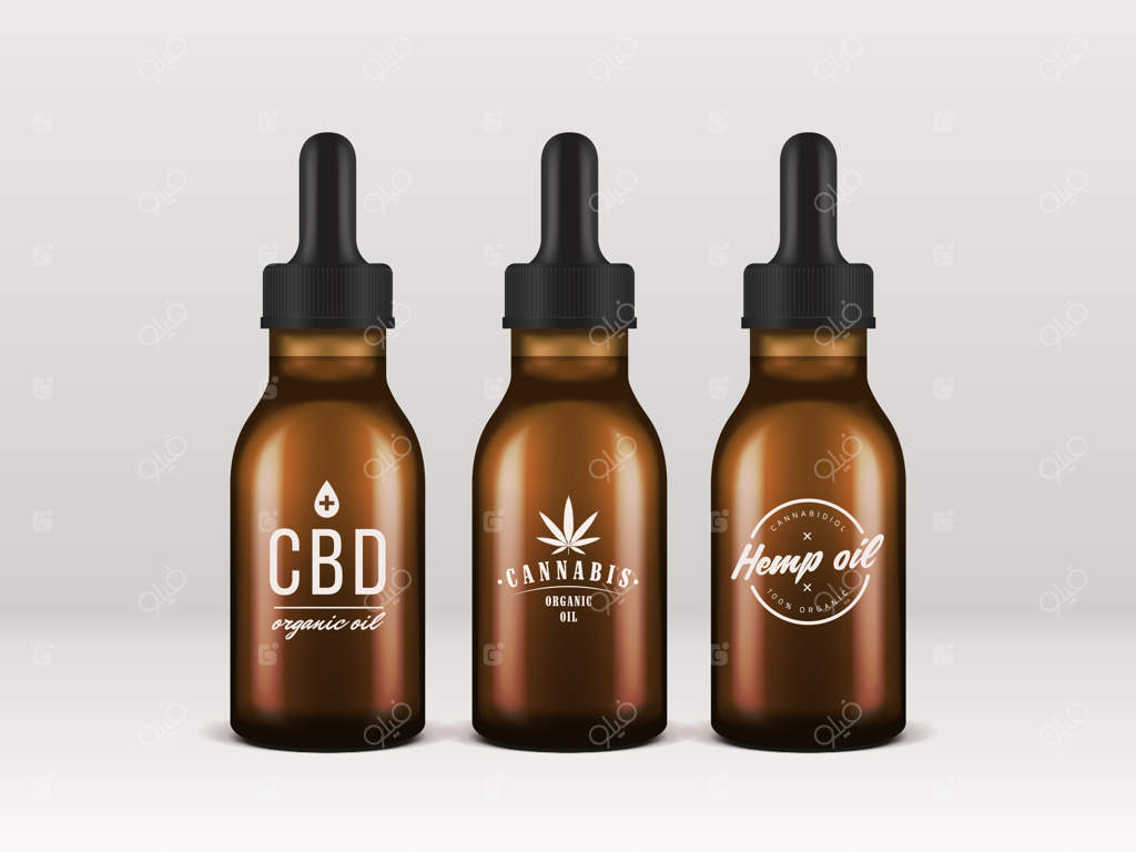 بطری‌های روغن شاهدانه: مجموعه شیشه‌های روغن CBD وکتور