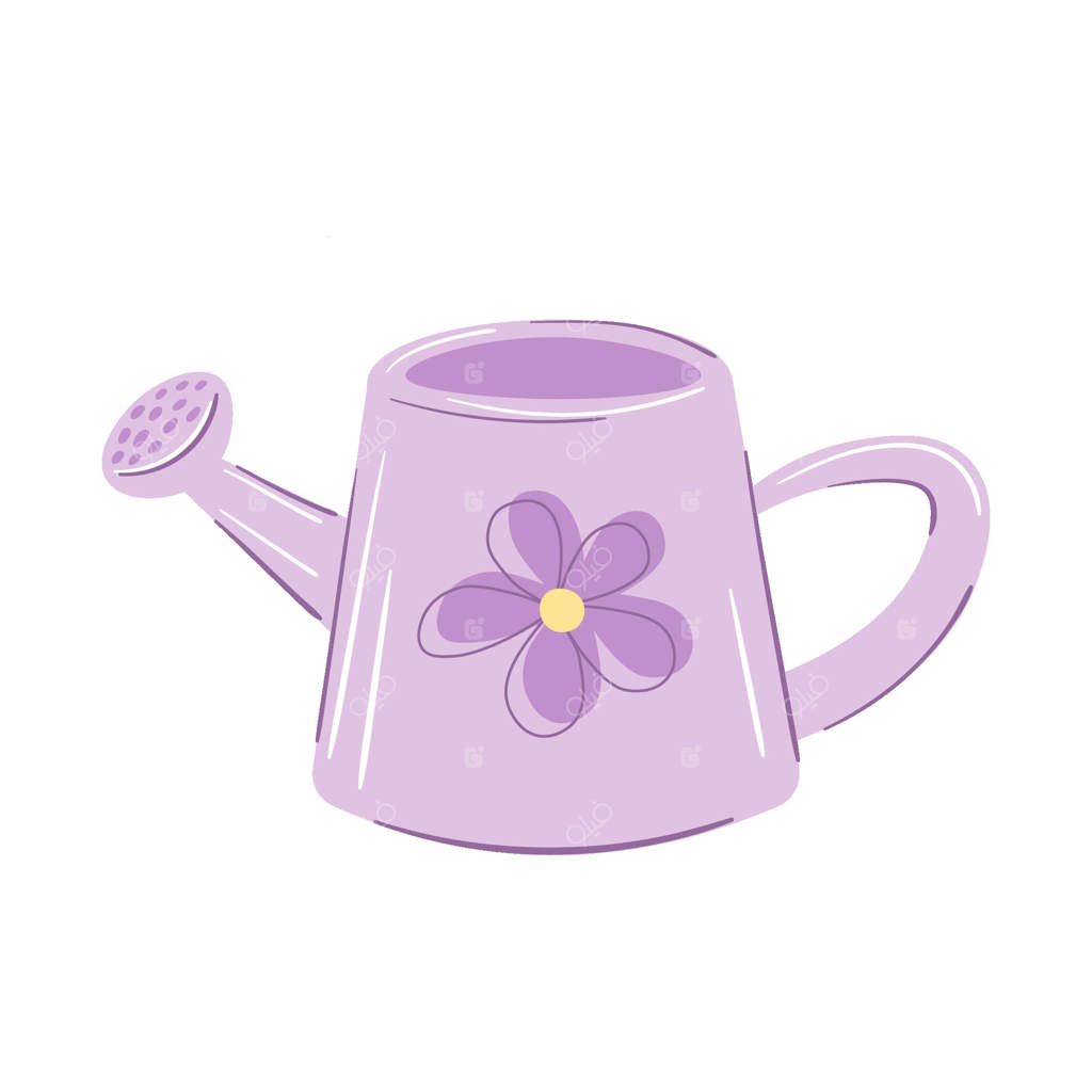 آبپاش باغ عتیقه با گل نقاشی شده: ابزار باغبانی. تصویر ساده و تخت