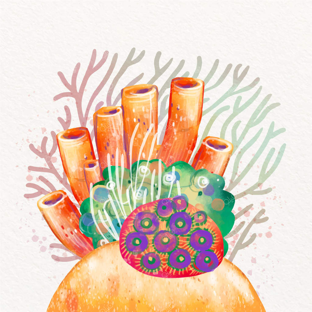 تصویرسازی روز جهانی صخره‌های مرجانی با آبرنگ