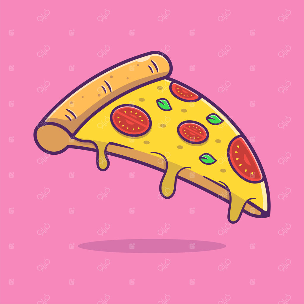 تصویر کارتونی یک برش پیتزا - فست فود
