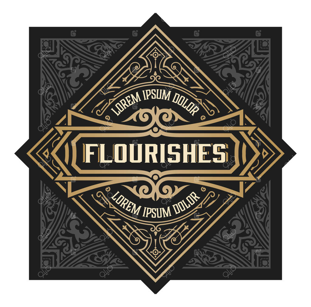 برچسب قدیمی با جزئیات گلدار.