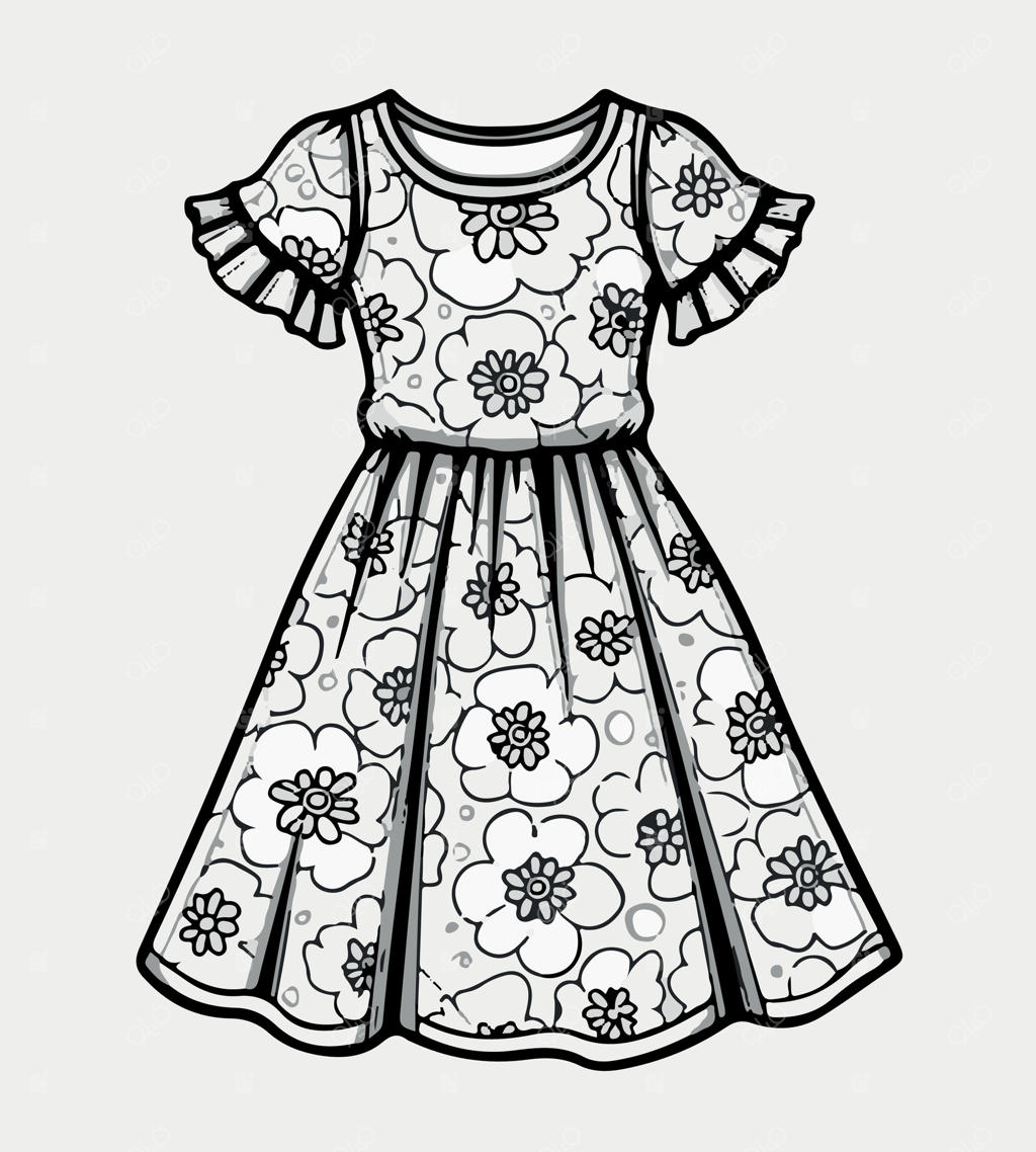 طراحی سیاه و سفید پیراهن گل‌دار