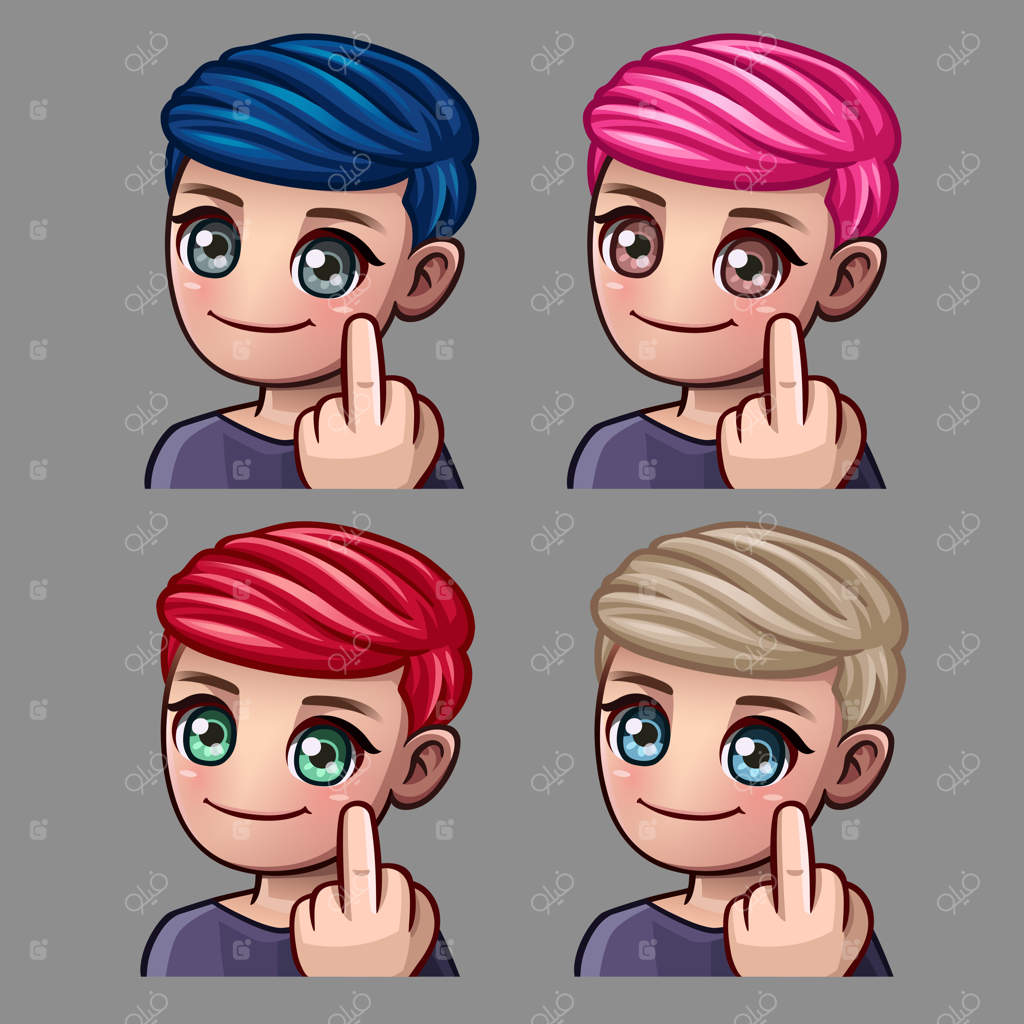 آیکون‌های احساس: مرد خندان با انگشت وسط برای شبکه‌های اجتماعی و استیکرها