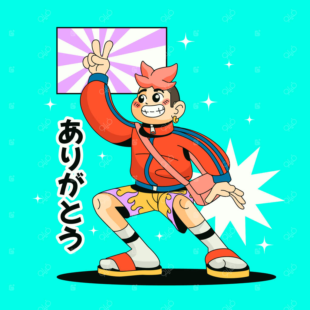 تصویر شخصیت کارتونی آسیایی طراحی شده با دست