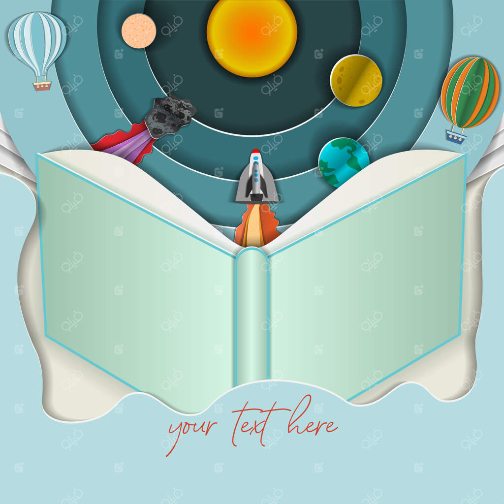 یک کارت پستال به سبک کاغذبری: کتاب بازی که از آن نور علم می‌تابد - روز جهانی سوادآموزی