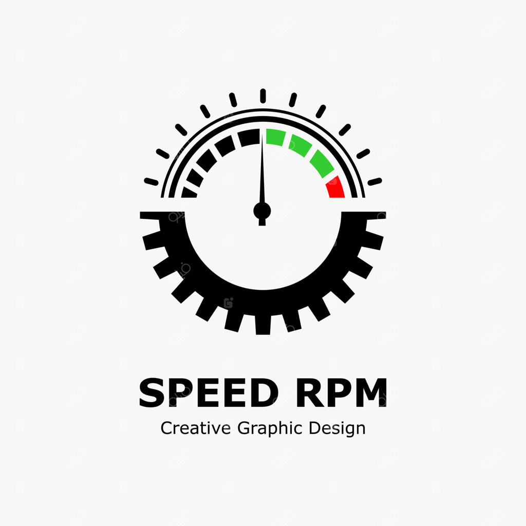 لوگوی وکتور سرعت RPM، قالب لوگوی مدرن و انتزاعی. آیکون RPM موتور و دنده