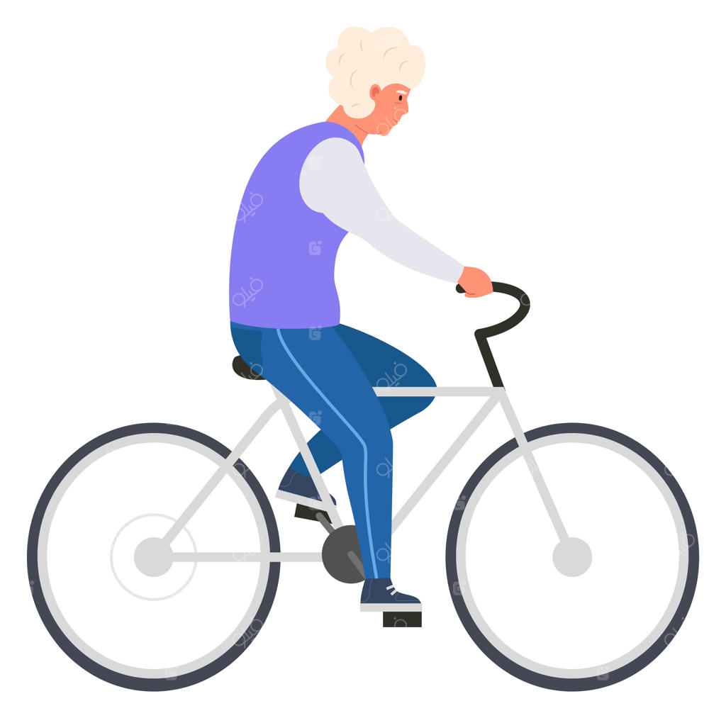 تمرین دوچرخه‌سواری بانوی سالمند خوشحال