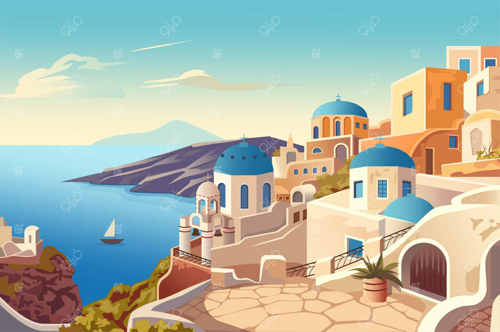 تصویر شهری در کنار اقیانوس: یک تصویر شگفت‌انگیز از شهری پویا با پس‌زمینه‌ای از اقیانوس بسیار زیبا، تصویر وکتور