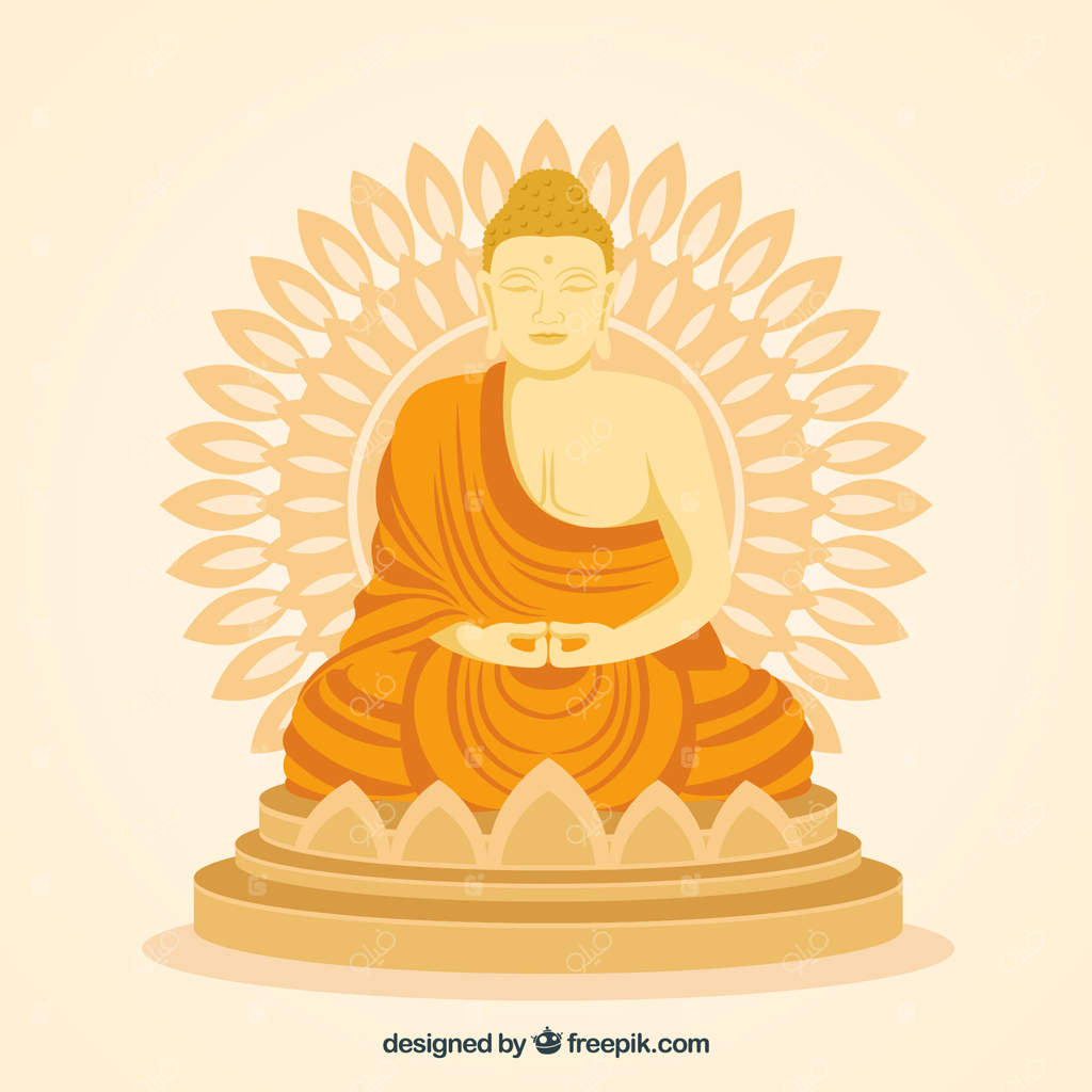 مجسمه بودای طلایی با طراحی ساده و مسطح