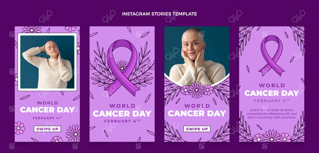 مجموعه استوری‌های اینستاگرام روز جهانی سرطان طراحی دستی