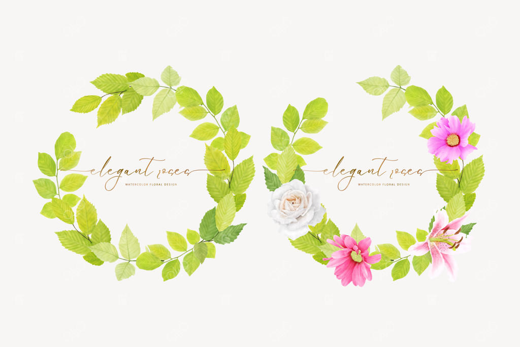 تصویر تزیینی گل و برگ‌ها برای حلقه گل