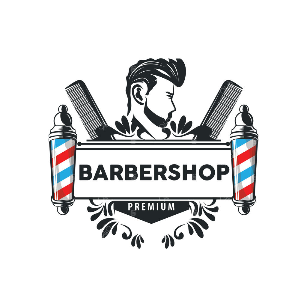 طراحی لوگوی آرایشگاه کلاسیک و مدرن، مفهوم آرایشگاه با مدل موی شیک و نماد ابزارهای اصلاح - قالبی برای برند محصولات، تجارت و فروشگاه‌ها