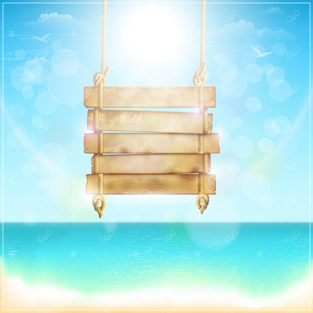 تابلوی چوبی خالی در ساحل