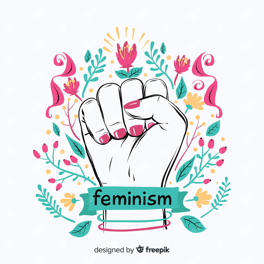 مفهوم مدرن فمینیسم با طراحی دستی