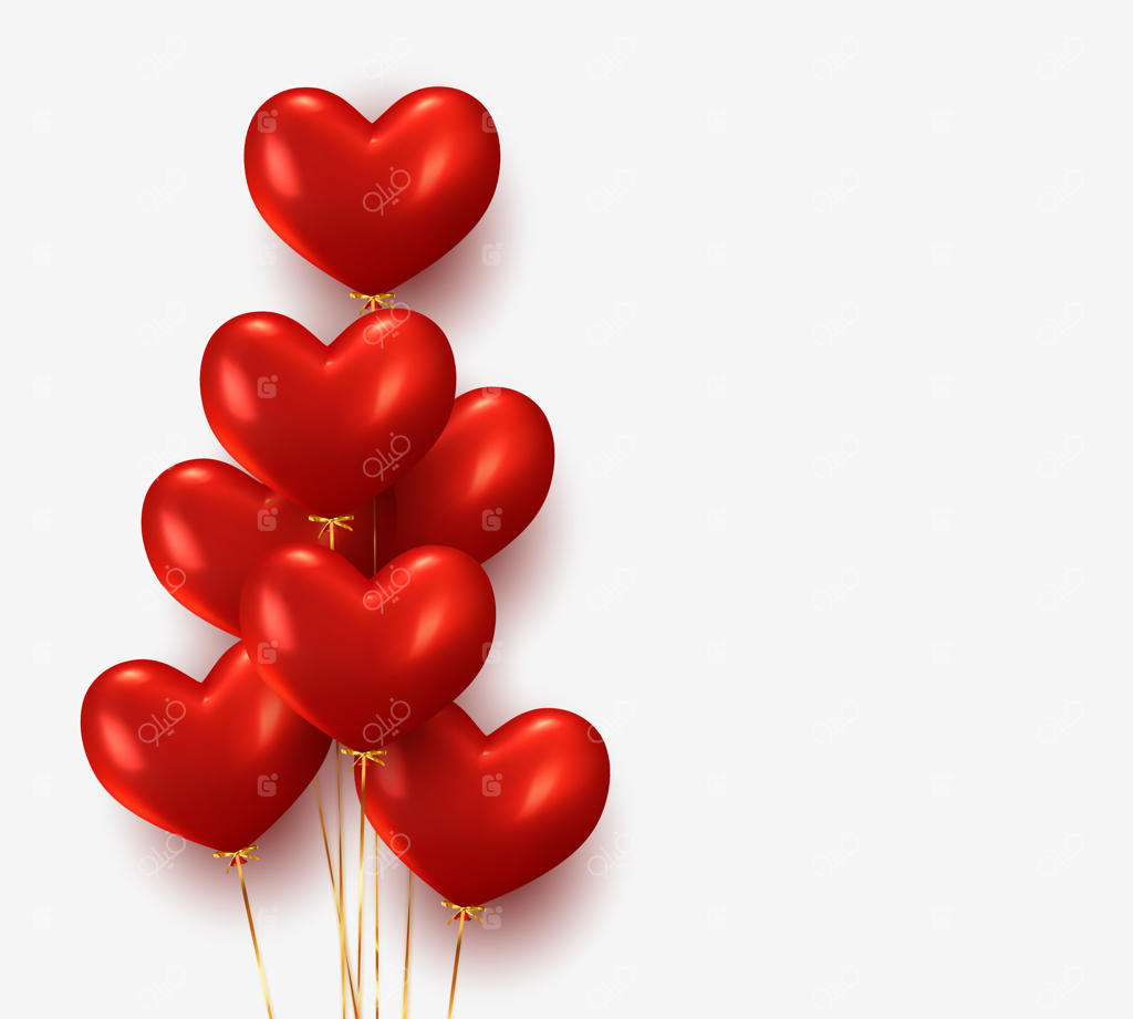 پس‌زمینه‌ای با شکل دسته‌ای از بادکنک‌های قلبی. طراحی جشن سه‌بعدی واقع‌گرایانه. دکور جشن برای عروسی، تولد و سالگرد. تصویرسازی وکتور.