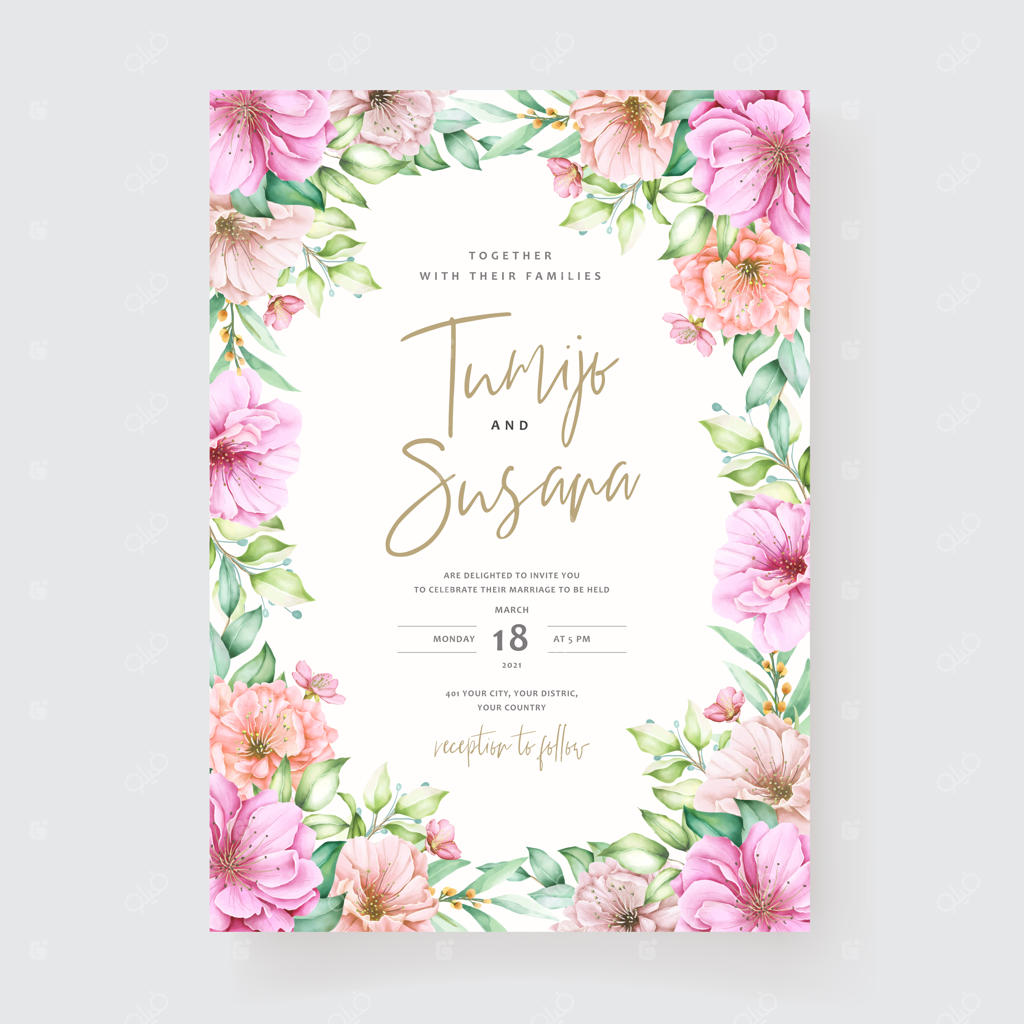 قالب کارت دعوت گلدار زیبا