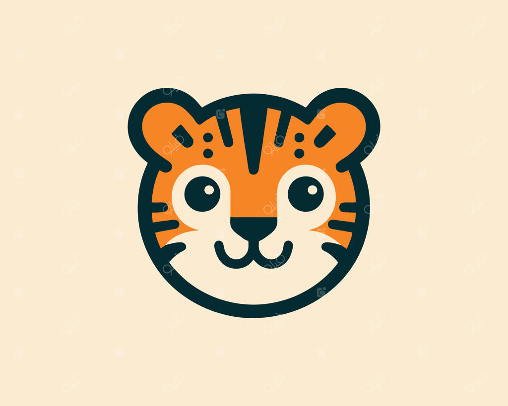 لوگوی نمادین ببر وحشی به سبک خطوط مینیمال