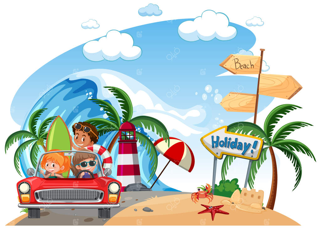 سفر جاده‌ای به ساحل همراه با کودکان فراوان