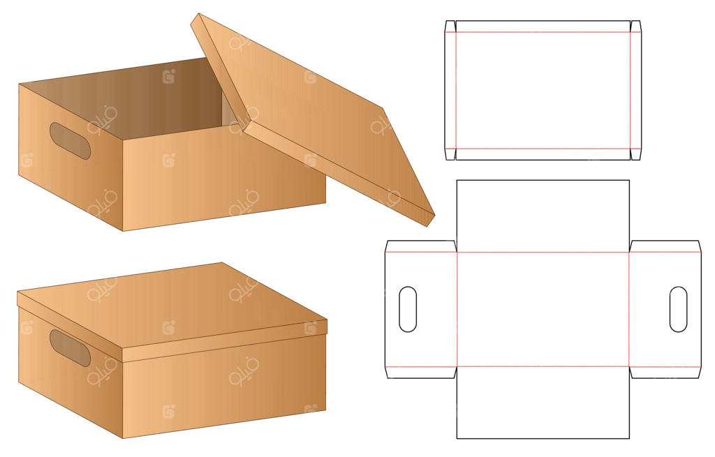 طراحی قالب دایکات و الگوی بسته‌بندی جعبه؛ موکاپ سه بعدی
