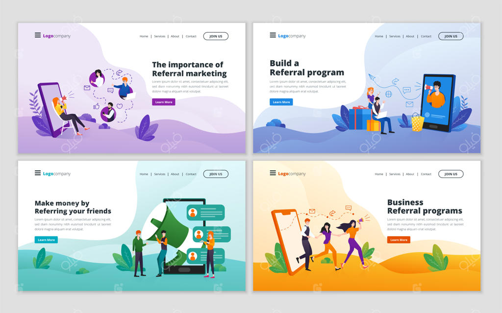 الگوی صفحه فرود برای استراتژی بازاریابی ارجاعی و بازاریابی وابسته